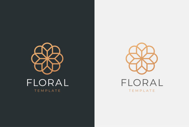 Luxury flower vector emblem. Universal linear floral symbol.