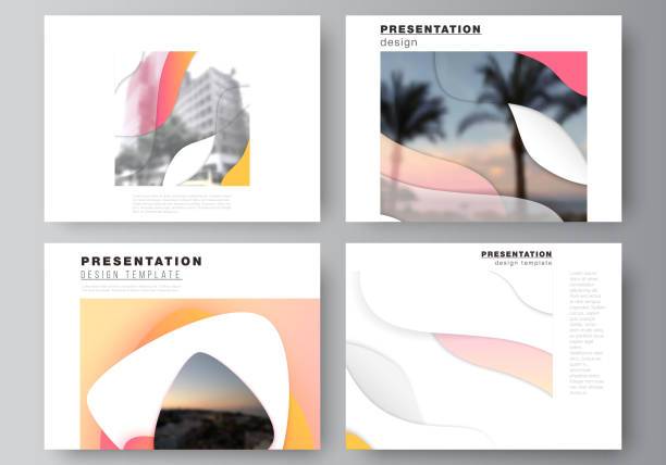 Minimalistic abstract vector illustration of the editable layout of the presentation slides design business templates. Yellow color gradient abstract dynamic shapes, colorful geometric template design.